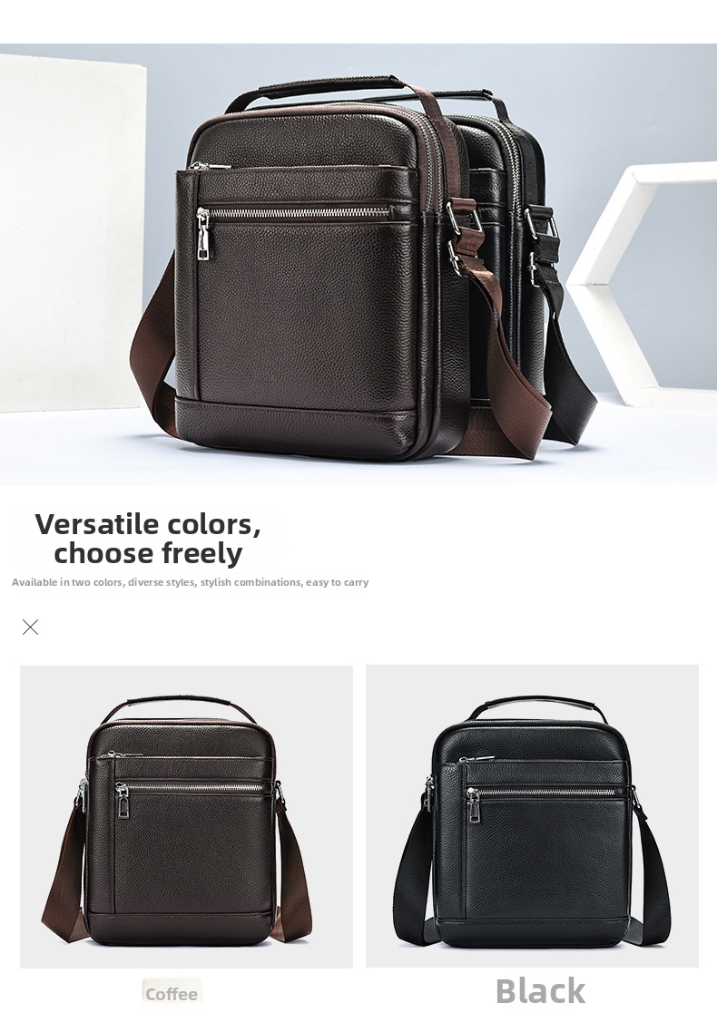 Men's Leather Crossbody Bag Large Capacity Vertical Shoulder Bag_voghion.com