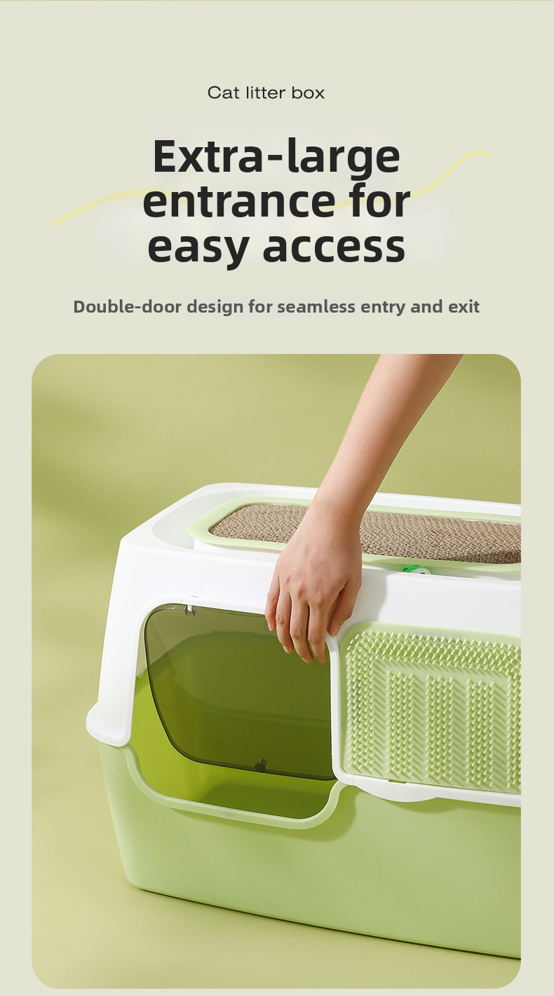 Extra Large Mega Cat Litter Box Fully Enclosed Splash Proof Odor Resistant Sterilizing_voghion.com