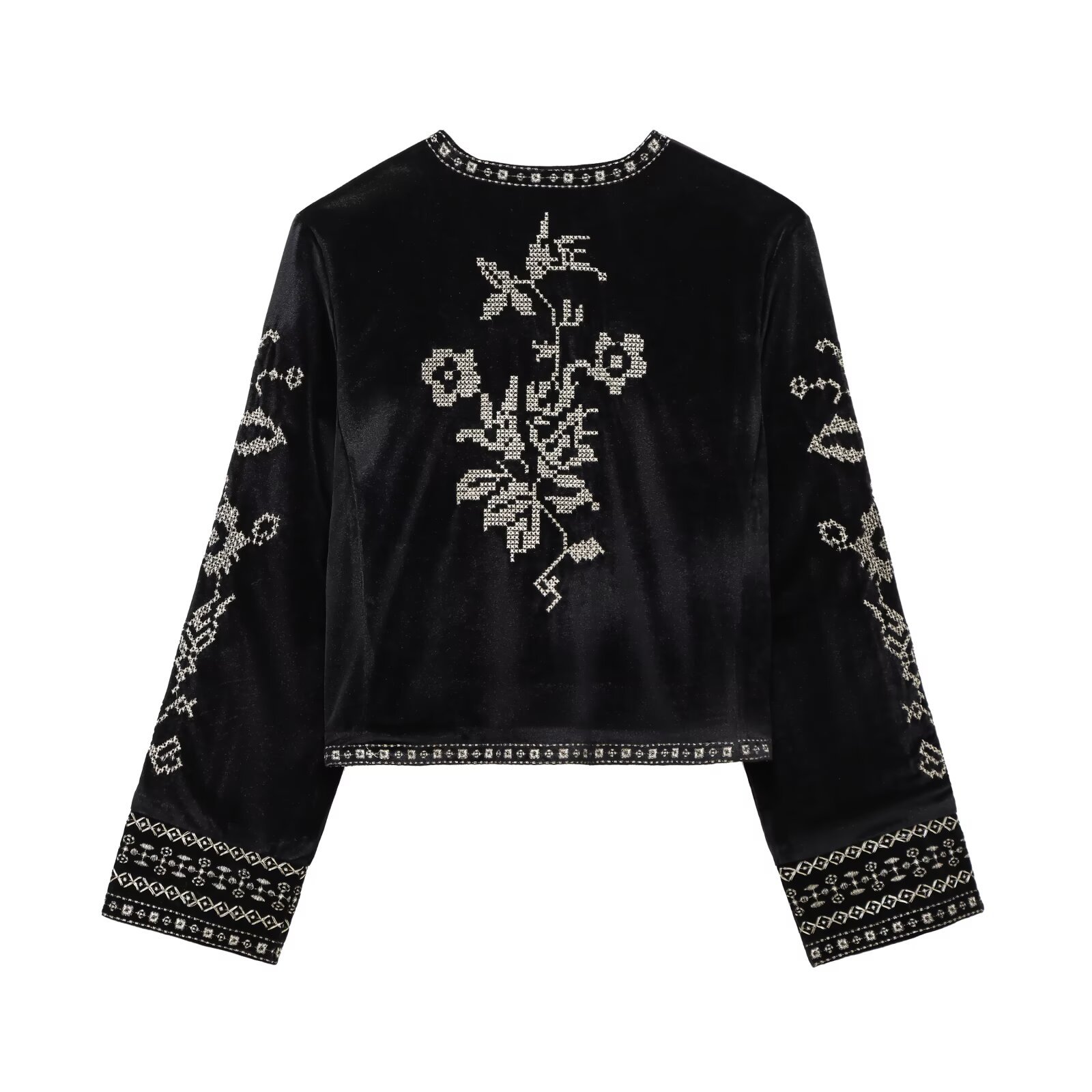 Women's Velvet Jacket Elegant Long Sleeved Bomber Spring Jacket_voghion.com