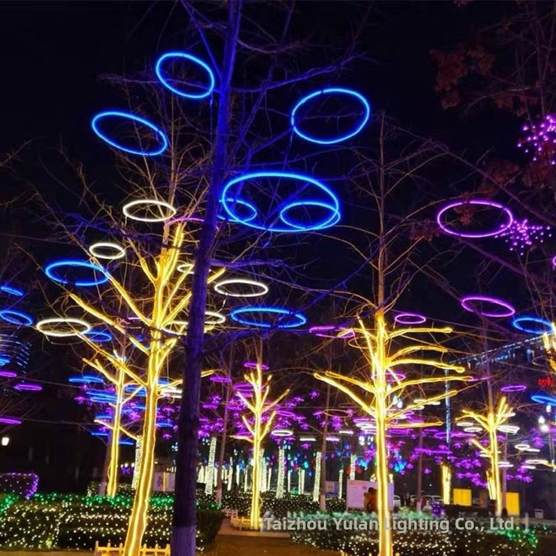 Outdoor Waterproof LED Circular Light For Hanging Trees Festive Decorative Lighting Wishing Ring Light Home Garden_voghion.com