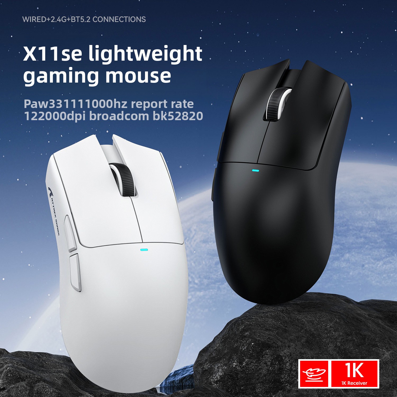 ATTACKSHARK Attack Shark X11SE Wireless Bluetooth Mouse, Video Game, Long Endurance, The Third Mock Examination, Lightweight_voghion.com