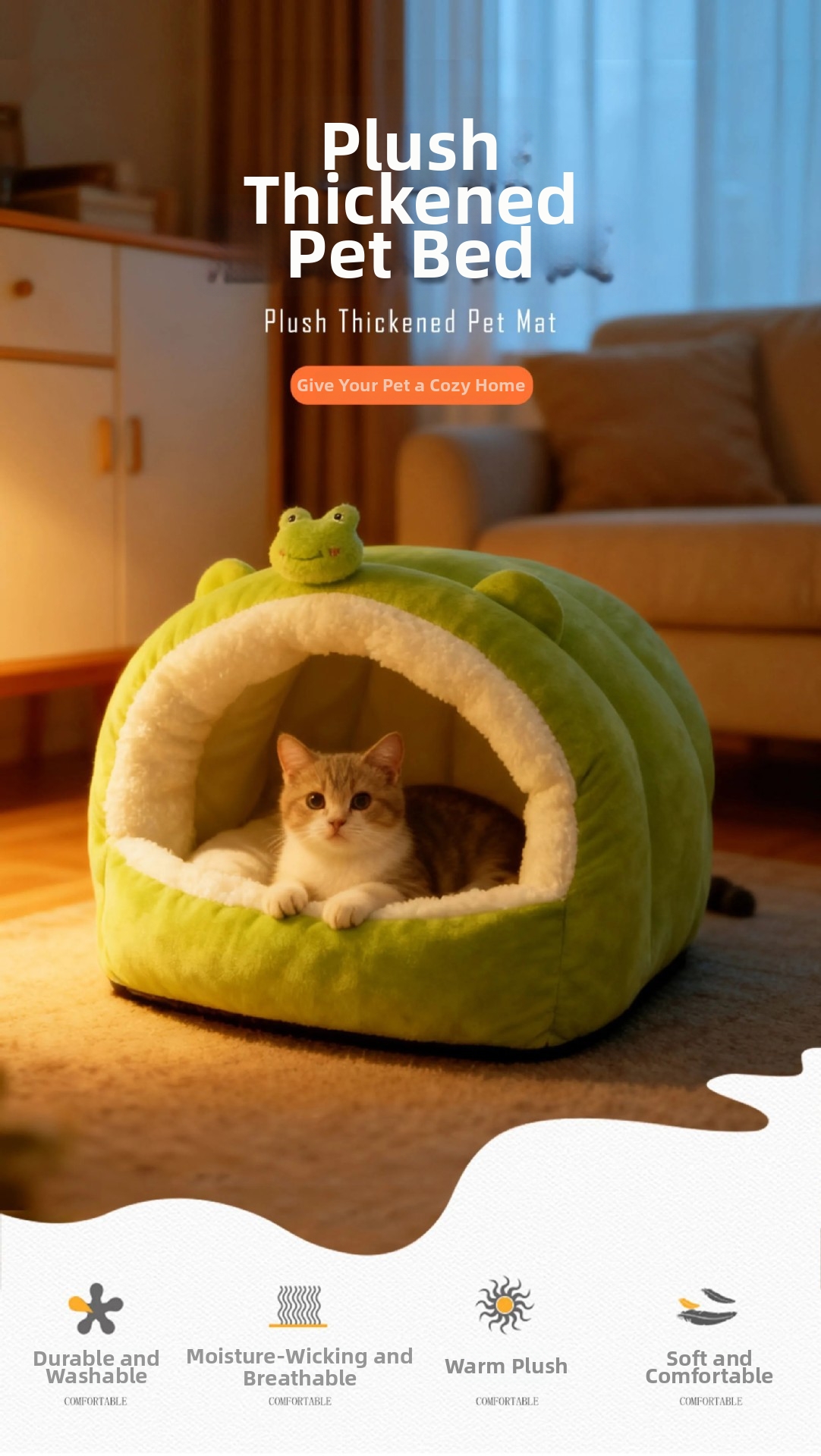 Checkered Warm Enclosed Cat Bed And Pet Sleeping Bag For Small Dogs_voghion.com