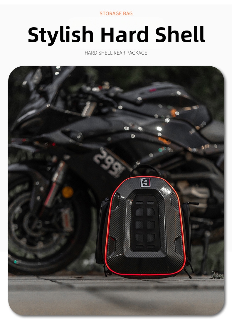 Motorcycle Riding Backpack Rear Seat Bag With Led Hard Shell_voghion.com
