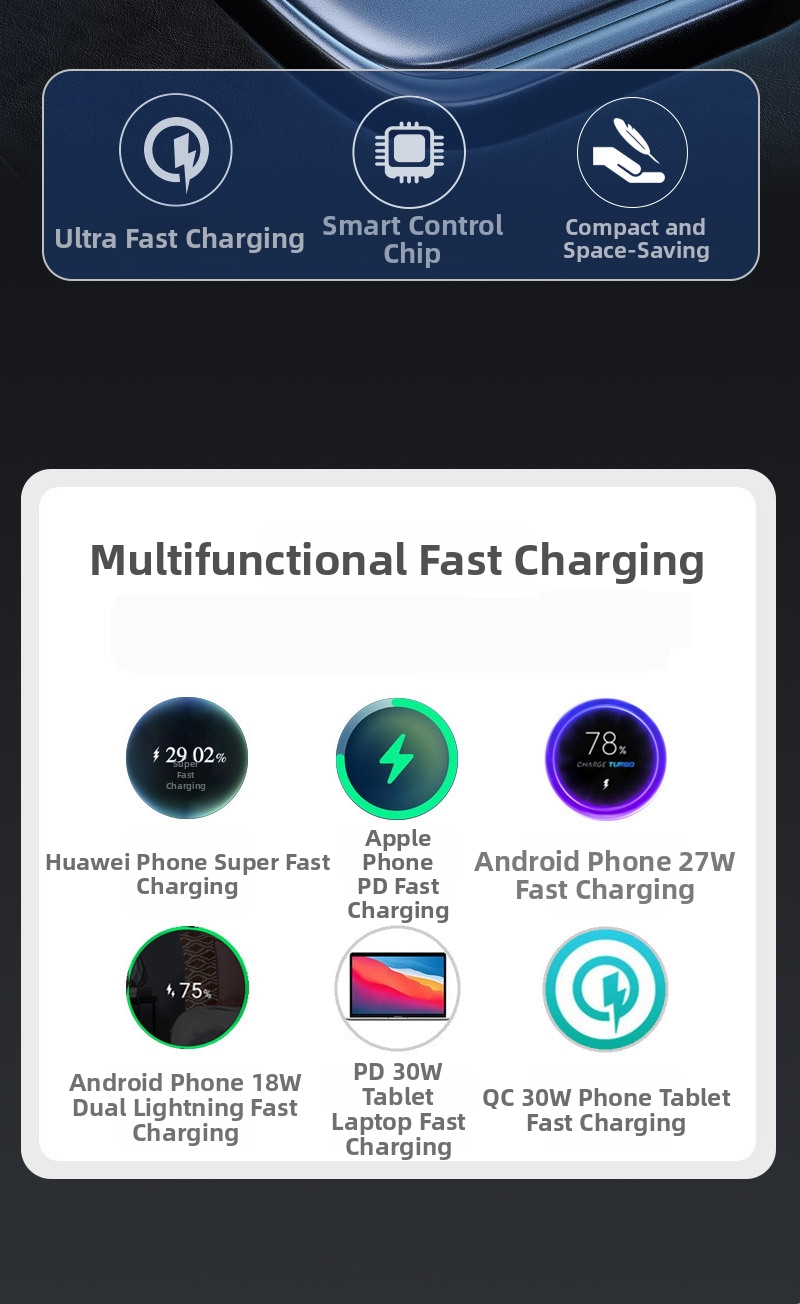 Nuovo caricabatteria da auto con anello di trazione, doppio USB, ricarica rapida, multifunzionale, accendisigari, mini accessorio di ricarica flash nascosto da 200 W_voghion.com