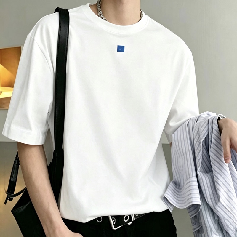 Ader Basic T-Shirt Short-Sleeved Top Classic Round Neck Pullover Slightly Loose Fit Unisex Couple Style