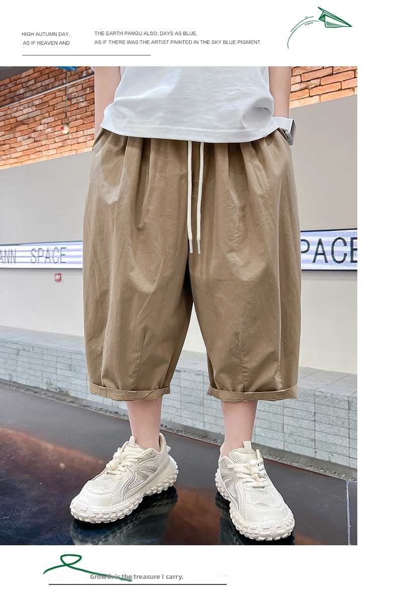Boys' Thin Style Summer Pants New Big Kids Three Quarter Length Loose Fit Shorts For Toddler Boys (3-7Y)_voghion.com