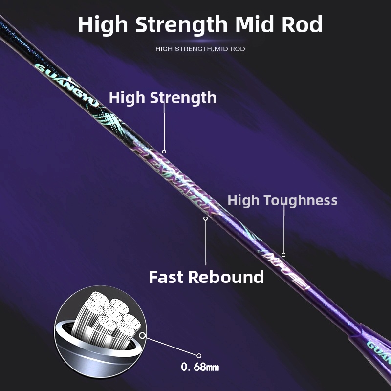 Carbon Fiber Badminton Racket 6U Offense Defense All Round Single Racket For Amateur Home Training Entertainment_voghion.com