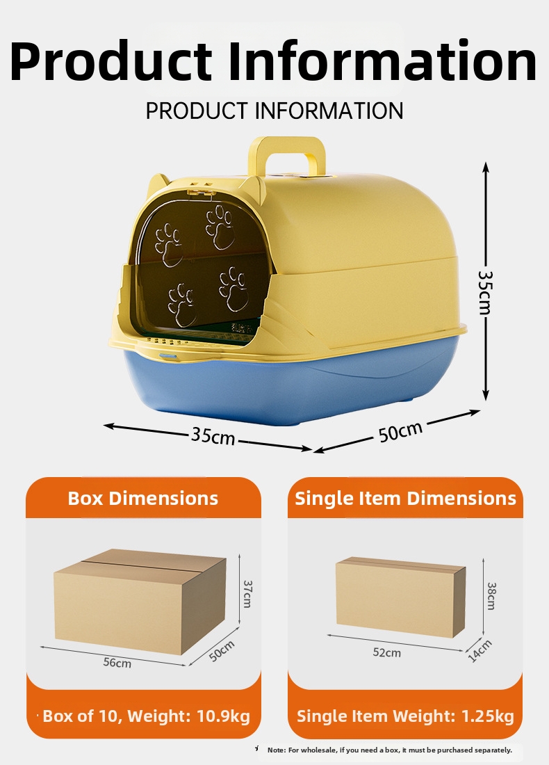 Extra Large Cat Litter Box Enclosed Odor Proof Splash Proof Toilet_voghion.com