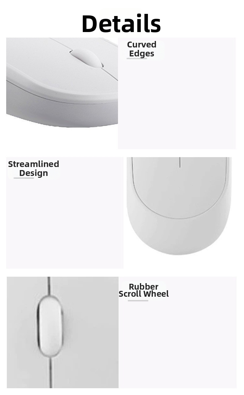 Wireless Bluetooth Mouse Slim Bamboo Design For Laptop Office_voghion.com