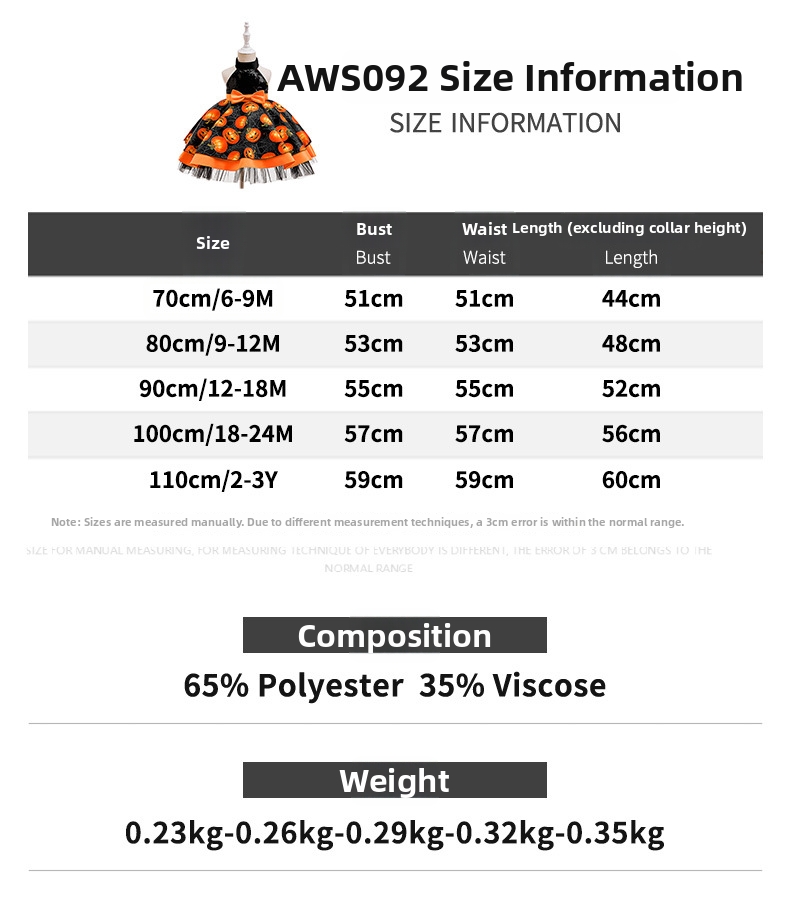 Girls' Cartoon Witch Pumpkin Ghost Skull Print Halloween Costume Children's Dress Cosplay Party Festival Performance Wear For Toddlers (3-7 Years)_voghion.com