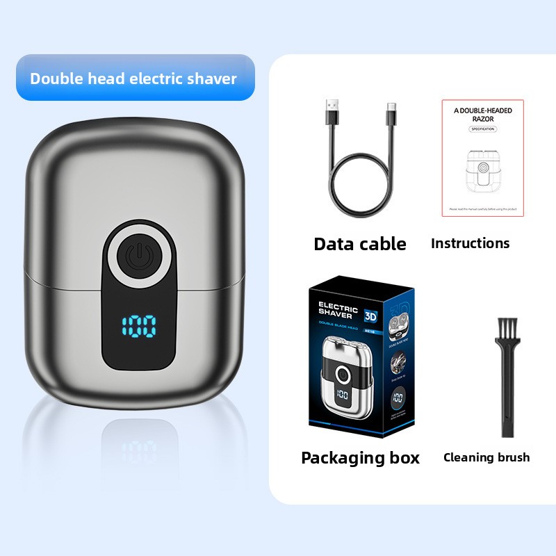 Scheermes voor mannen, nieuw elektrisch scheermes, magnetische scheerkop, mini draagbaar scheermes met dubbele kop._voghion.com