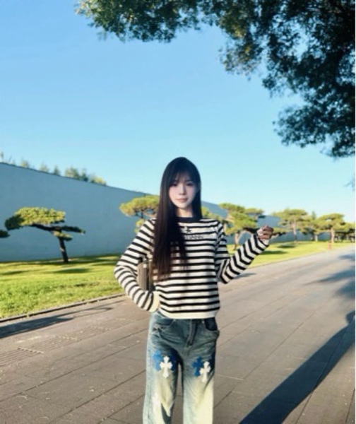 High version of D's correct letter lucky star striped long sleeves