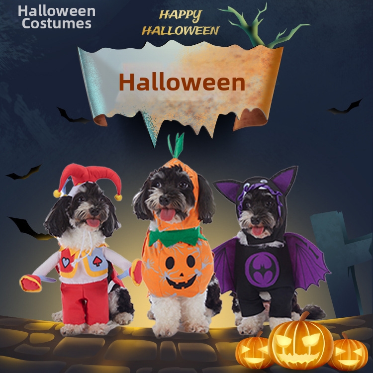 Roupa de Natal para Pets: Fantasia de Morcego Pirata Palhaço Entregador em Pé - Suéter Divertido para Cães - Roupa de Halloween para Pets Mais Vendida e Popular_voghion.com