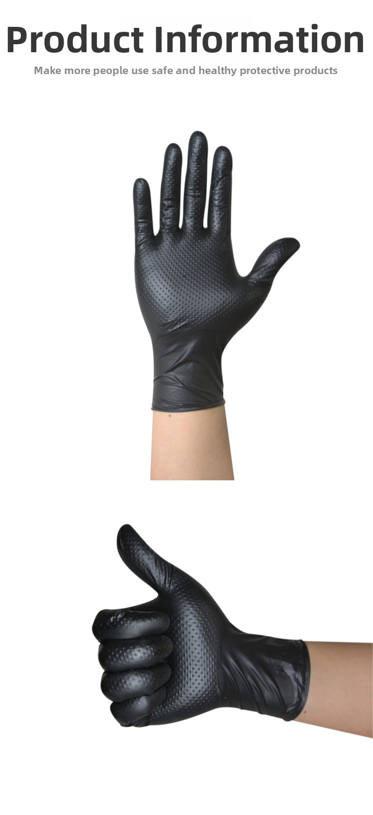 Gants nitrile jetables épais noir résistants acides alcalis_voghion.com