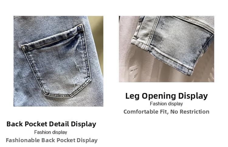 Men's Summer Slim Fit Denim Shorts Korean Style Trendy Ripped Casual Five Point Brand Pants_mkmklike.com