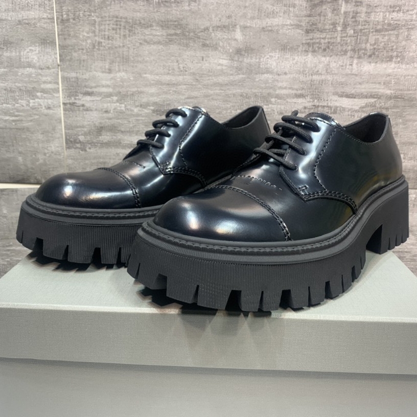 ShoeVault 2023 New Trendy Retro Distressed Men's Versatile Big Toe Derby Thick Sole Height Increasing Single Platform Shoes_voghion.com