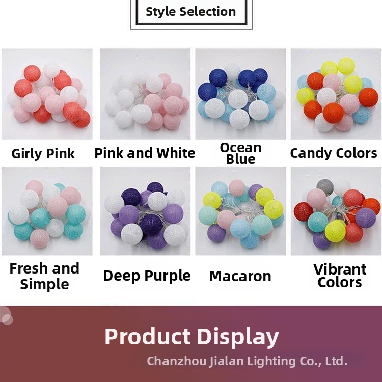 Cotton Ball String Lights Macaron Bobble Ball Tent Decorations Christmas Children's Room Camping Lights Home Garden_voghion.com