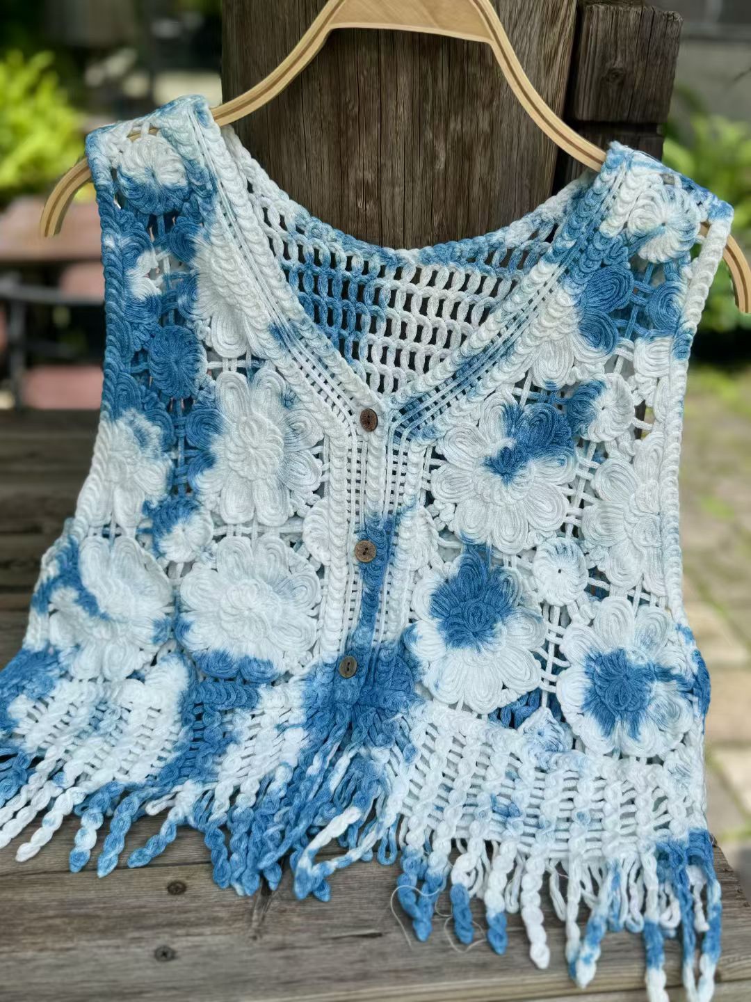 Korean Style Retro Design Sleeveless V Neck Knitted Cardigan Vest Women's Summer New Hook Pattern Single-Breasted Top 1678