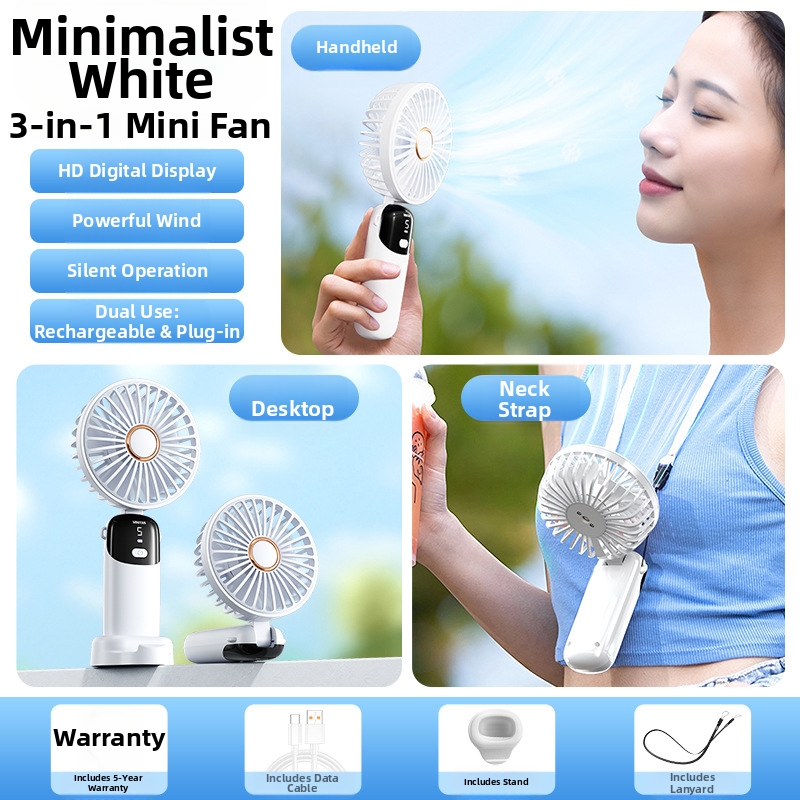 USB Mini Rechargeable Handheld Fan Portable Quiet Desktop Fan_voghion.com