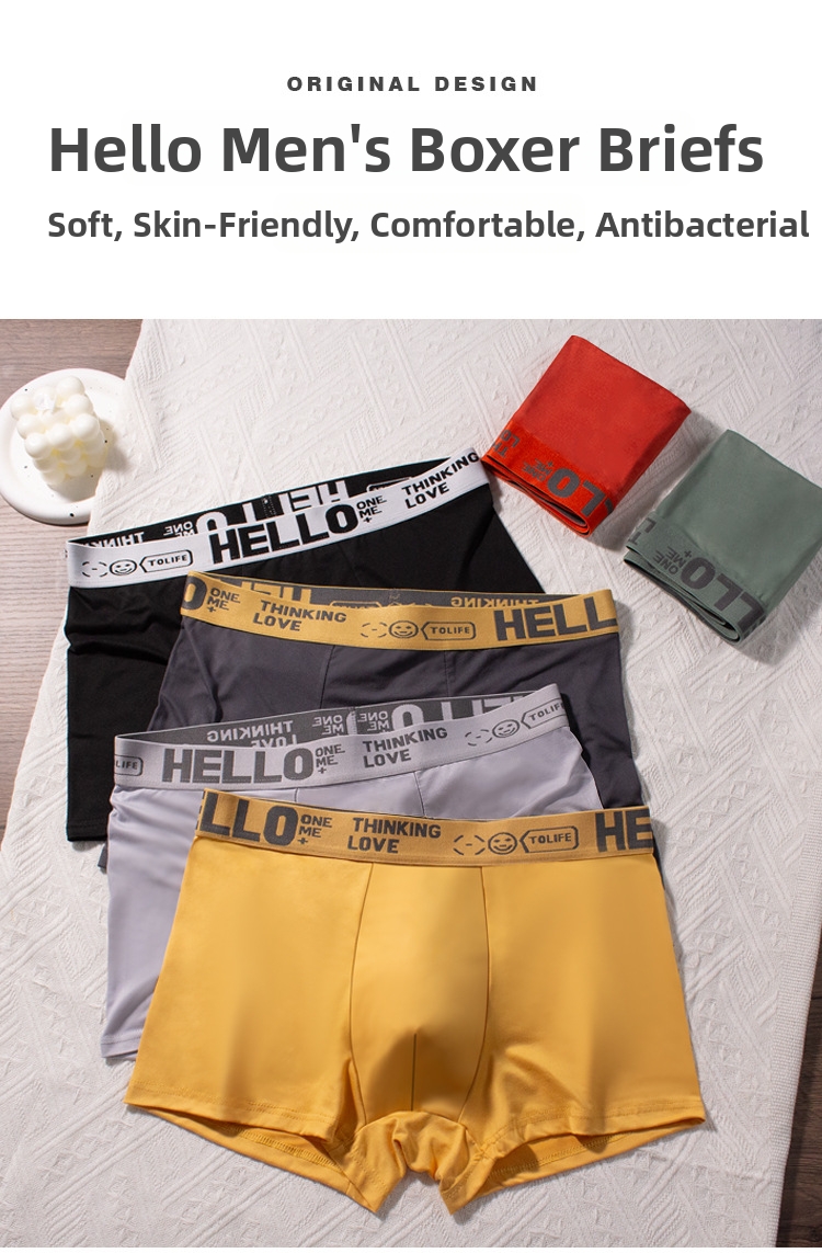 Men's Boxer Briefs Solid Colour Comfortable Soft Breathable Shorts_voghion.com