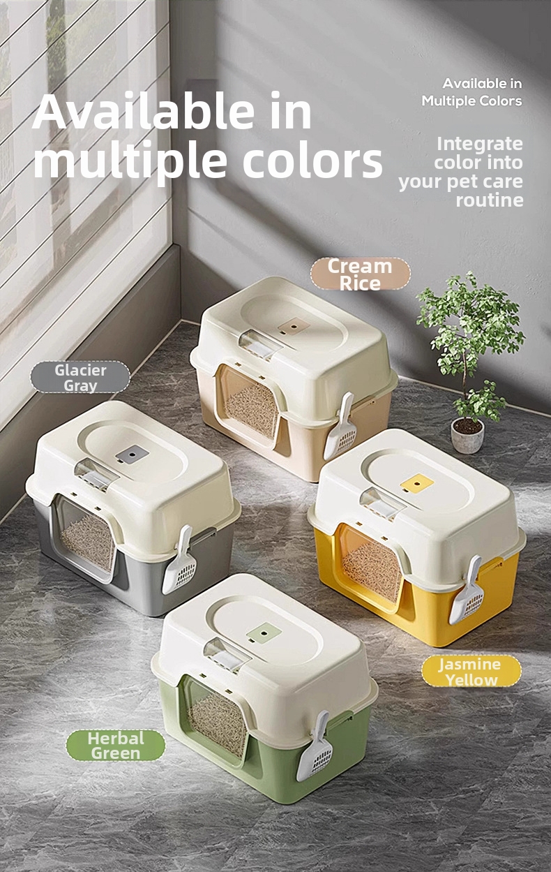 Large Enclosed Cat Litter Box With Splash And Odor Protection_voghion.com
