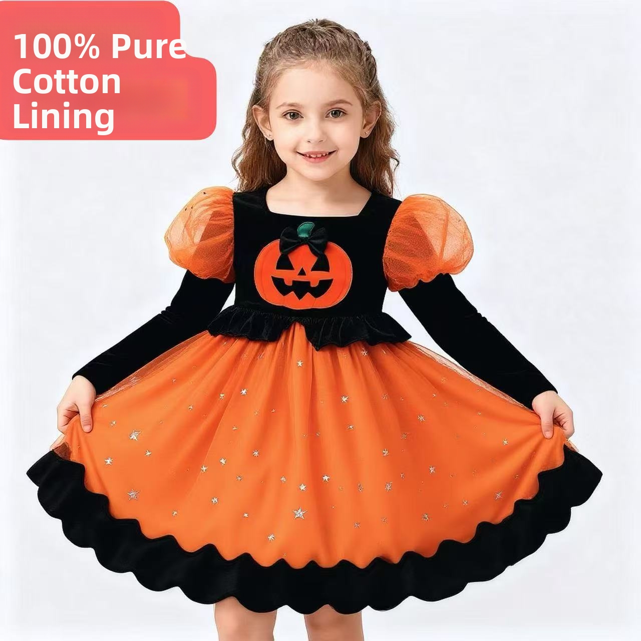 Vestido de princesa cartoon para halloween com efeito luz_voghion.com
