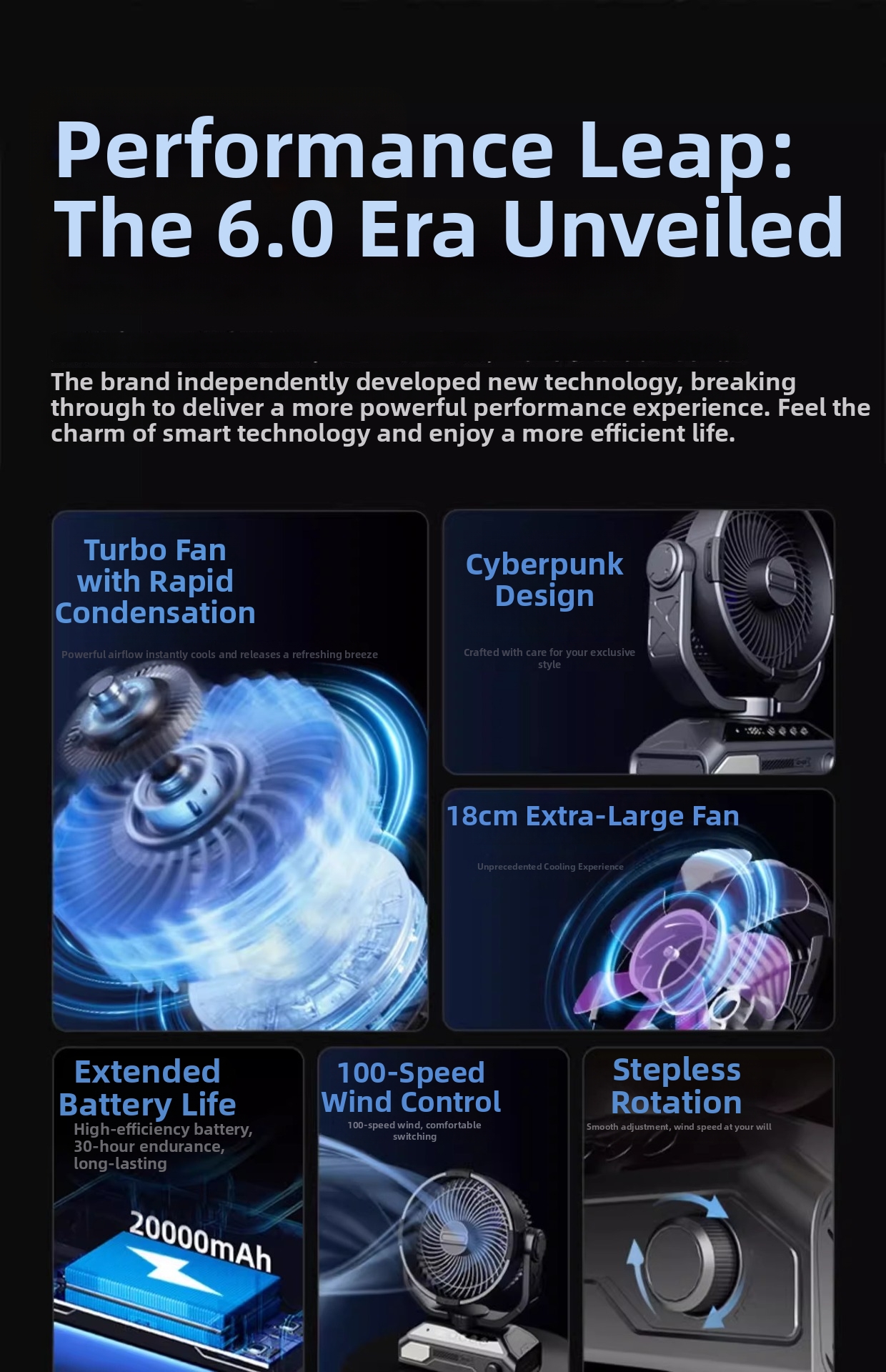 Outdoor Camping Fan With Remote Control And Led Light Portable_voghion.com