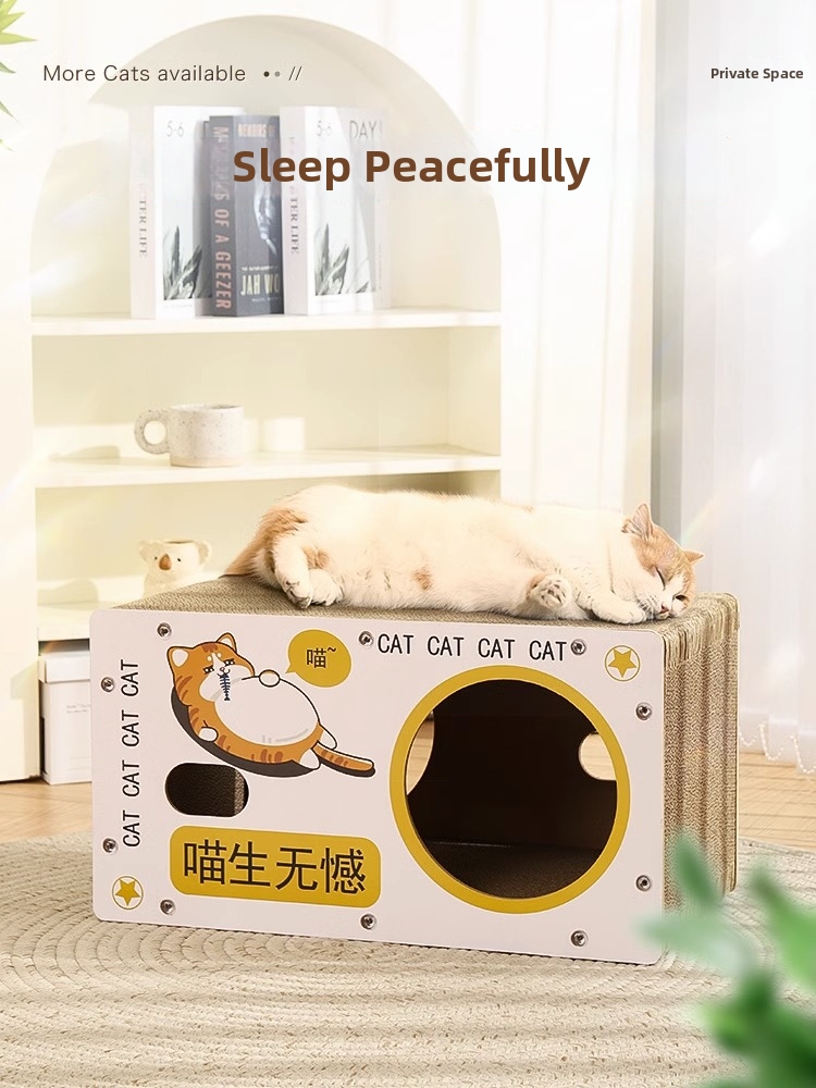 Cat Scratching Post And House Corrugated Cardboard Scratch Resistant Wear Resistant Lint Free Double Layered Cardboard Box_voghion.com