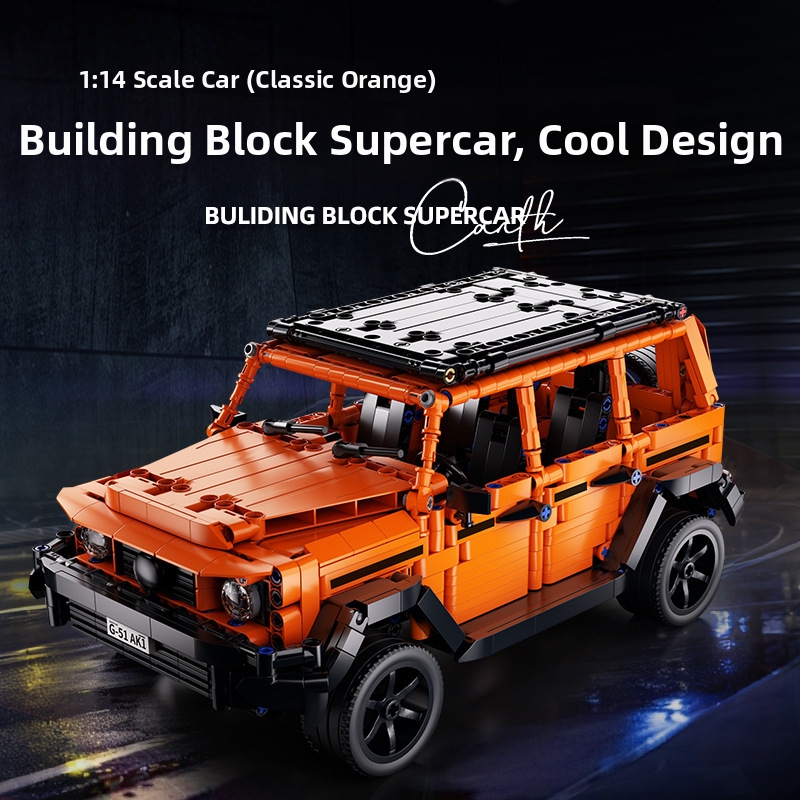 Jeu de construction de véhicule tout-terrain orange compatible, jouet éducatif de course automobile pour garçons, cadeau d'anniversaire idéal._voghion.com