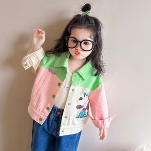 Girls' Outwears Spring & Fall 2025 New Style Girls' Baby Fashionable Jackets Kidsren's Spring Casual Cartoon Tops