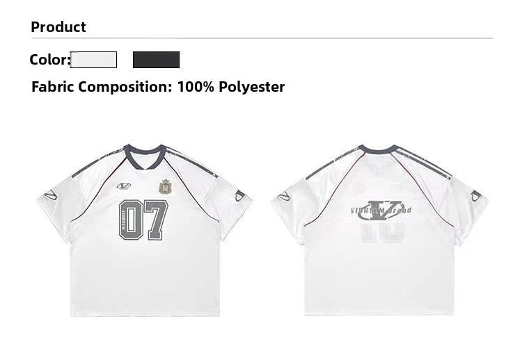 Women's Summer Rugby T-Shirt Retro Sports Style College Style Mesh Short Sleeved Loose Fit For Men And Women_ecoleips.com