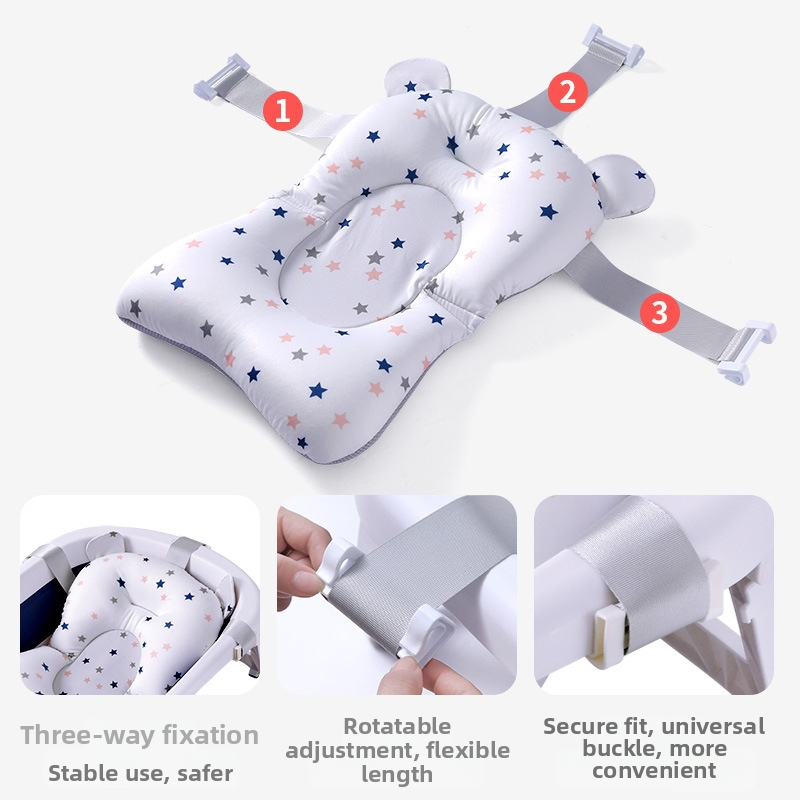 Newborn Baby Bath Mat Floating Bathtub Support With Mesh Bag_voghion.com