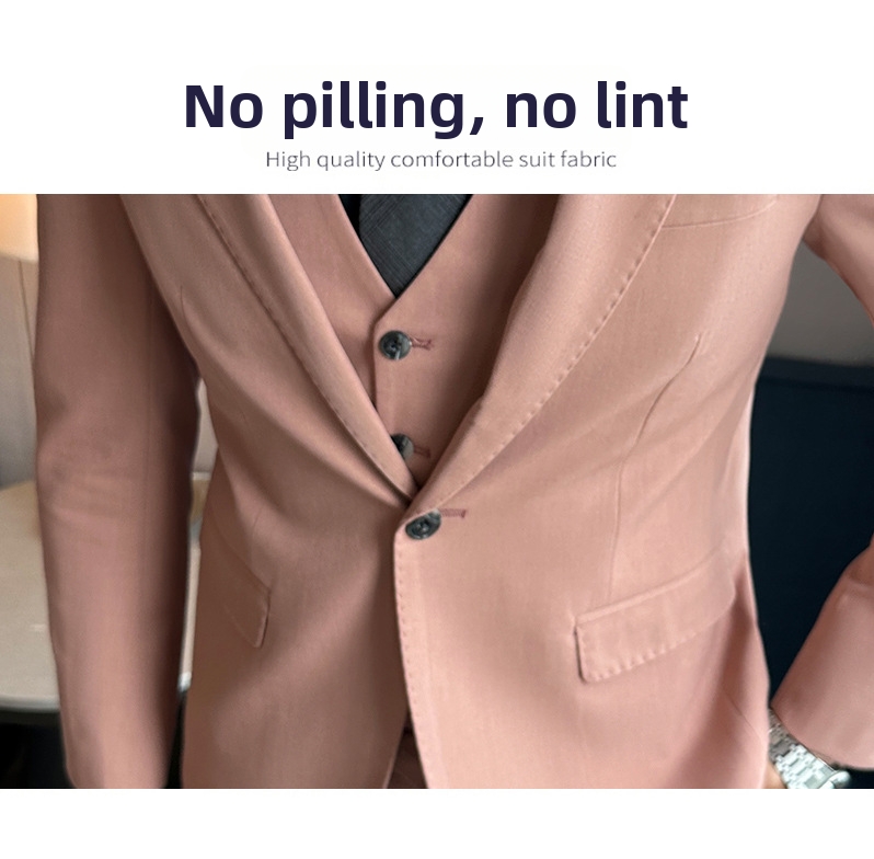 Abito da uomo tre pezzi slim fit rosa elegante raffinato_voghion.com
