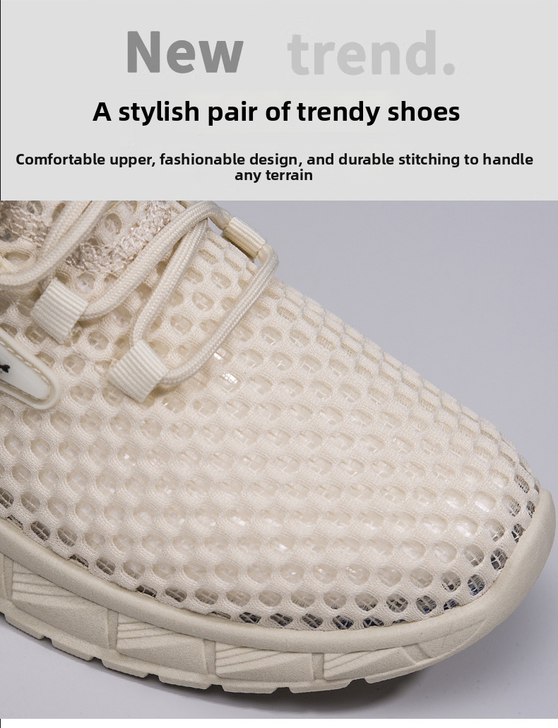 Men's Summer Sports Shoes Breathable Mesh Hollow Out Lightweight Flyknit Size 39-48 White Black Casual_voghion.com