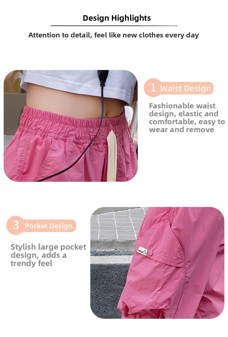 Mädchen Sommer Dünne Lässige Jogginghose Modische und stylische Cargohose für ältere Mädchen Neuer Stil_voghion.com
