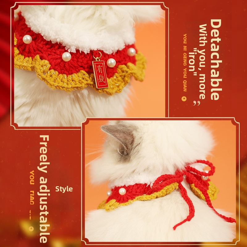 Collier de Noël en peluche pour chat et chien, écharpe pour animaux de compagnie, accessoire doux et chaud pour chatons et chatons d'automne._voghion.com