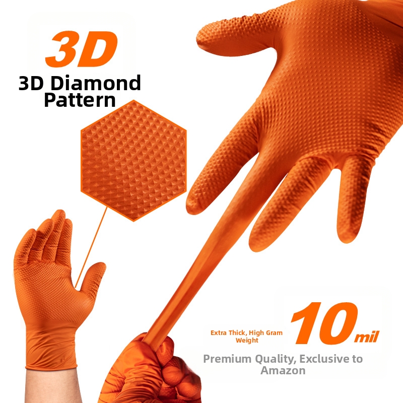 Disposable Nitrile Butadiene Gloves Extra Thick Diamond Patterned For Automotive Repair Industrial Wear Resistant_voghion.com