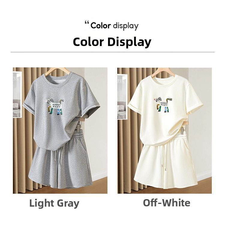 Plus Size Women's Fashion Set Short Sleeve T-Shirt And Shorts Simple Sporty Casual Two Piece Set New_ecoleips.com