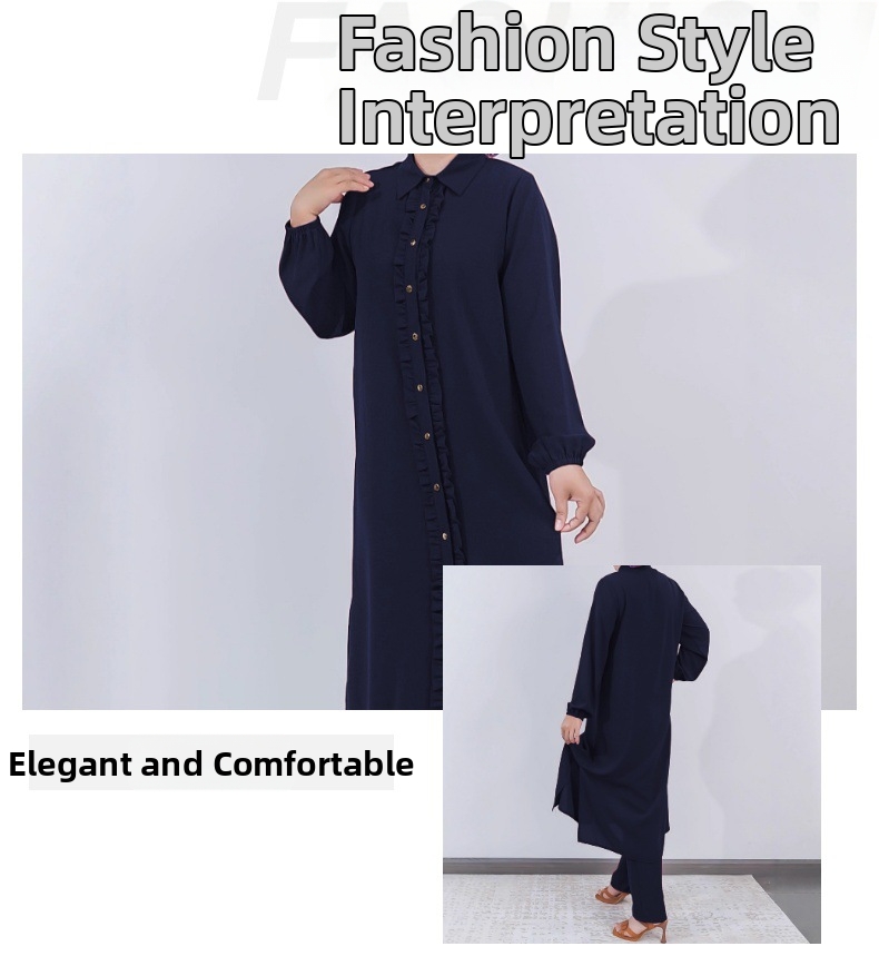 Abito da sera modesto completo due pezzi donna camicia con balze_voghion.com