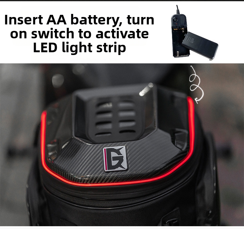 Motorcycle Riding Backpack Rear Seat Bag With Led Hard Shell_voghion.com