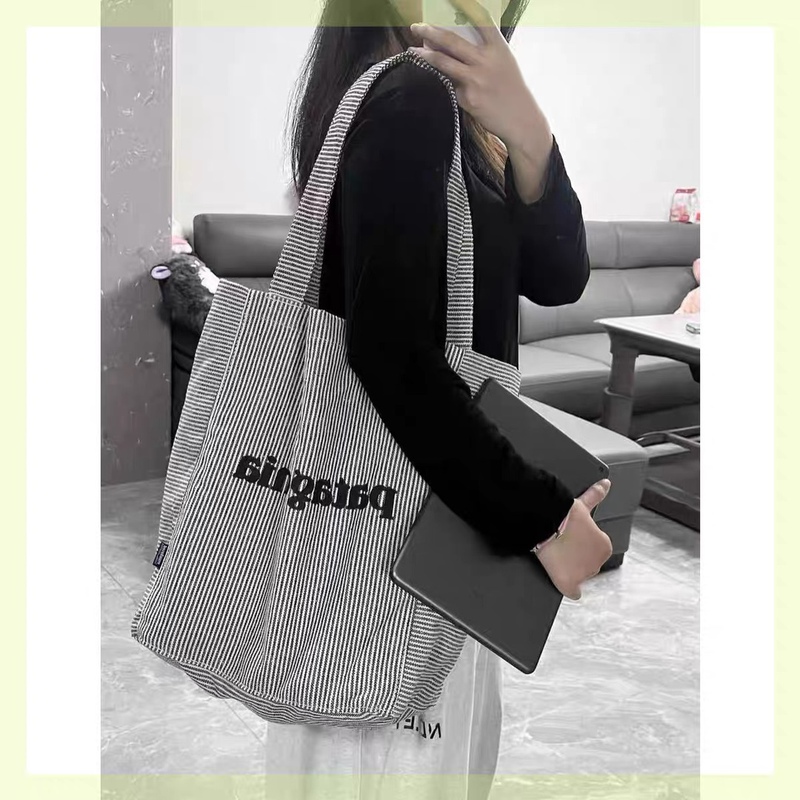 2024 New Artistic Style Patagonia Bag Casual Striped Design Single-Shoulder Canvas Bag Versatile Tote Bag