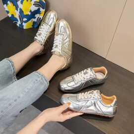 格西新品 洋气真皮德训鞋女旅游鞋2025春季新款休闲板鞋平底