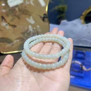 Natural Hetian jade old beads straight cut hand string ice base material fine water manufacturers wholesale