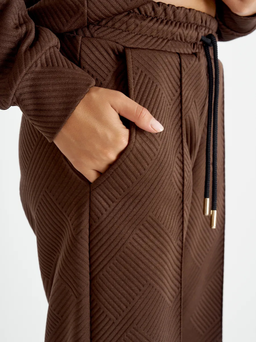 Women's Clothing Solid Color Two Piece Set Long Sleeved Zipper Loose Top With Lace Up Trousers Casual Suit_ecoleips.com