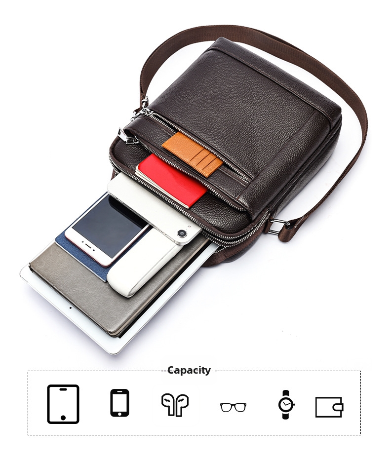 Men's Leather Crossbody Bag Large Capacity Vertical Shoulder Bag_voghion.com