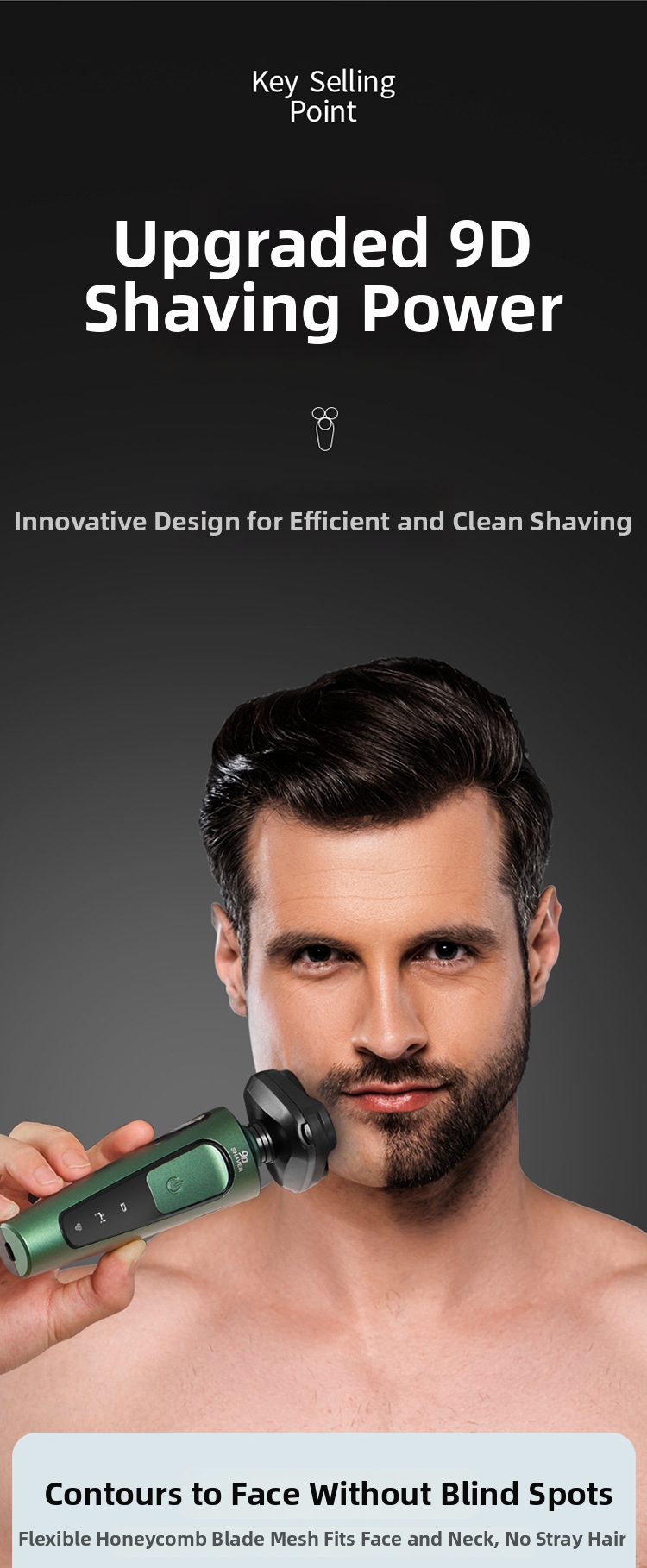 New 9D Electric Shaver High Power Rechargeable Multi-Functional Water Washable Shaver For Personal Care_voghion.com