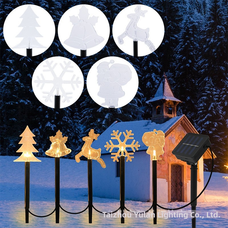 Christmas Outdoor Patio Decorative LED String Lights Solar Powered Star Snowflake Bell Design For Garden Home Decoration_voghion.com