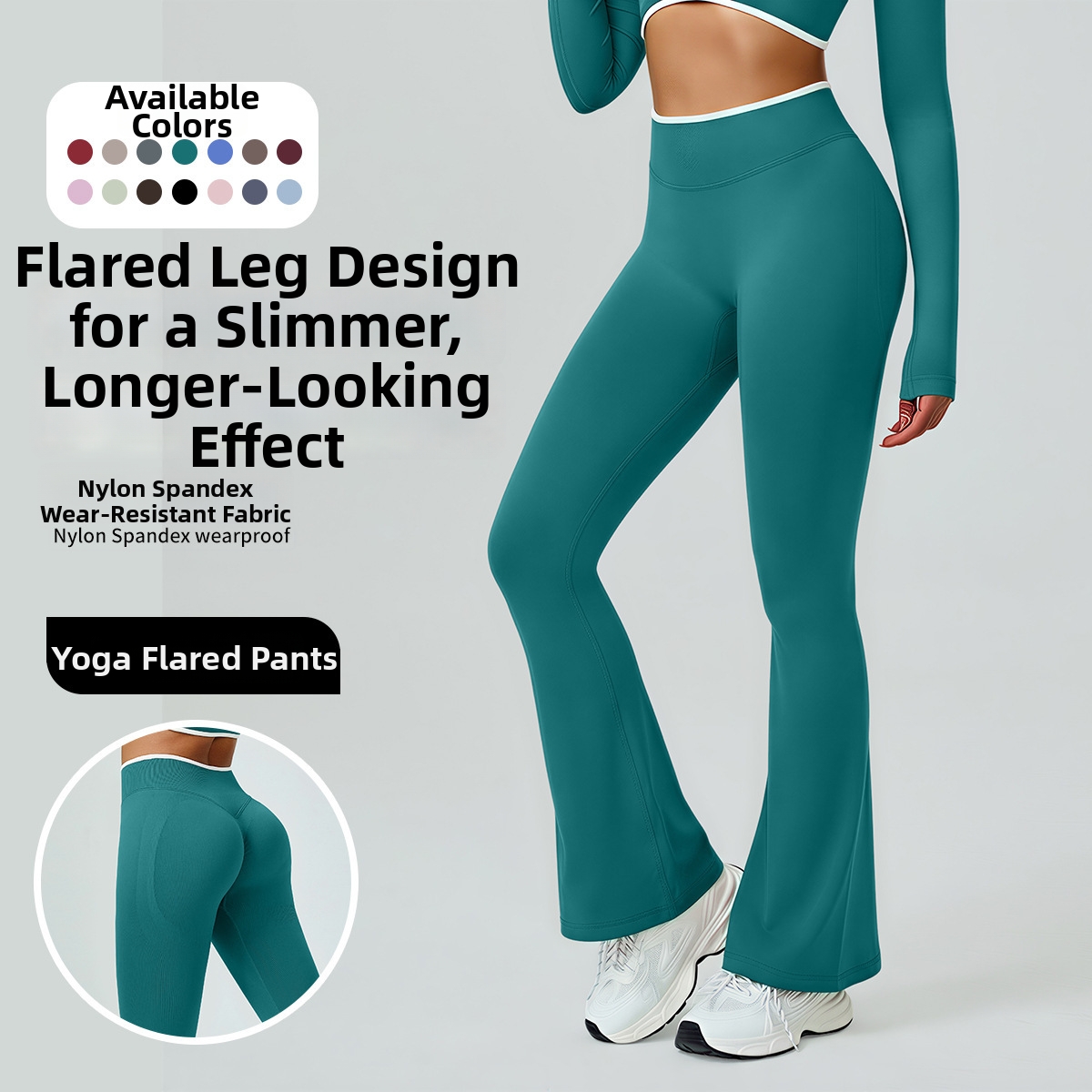 Teveo High Elasticity Yoga Pants Seamless Quick Drying Flared Design Lifting Slimming Figure Perfect For Running Sports Fitness_desvips.com