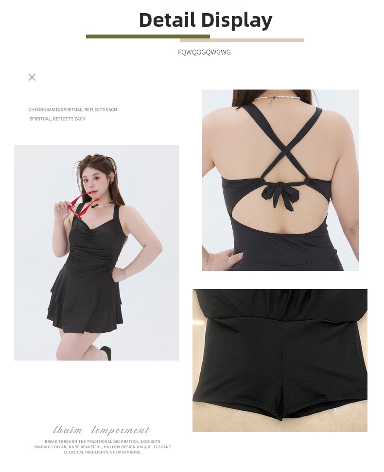 Bañador de mujer una pieza con escote halter y control de abdomen_voghion.com