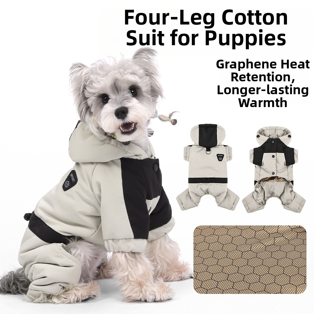Ropa de otoño/invierno para perros de raza Teddy y Bichón Frisé: abrigos acolchados de algodón para exteriores, chaquetas acolchadas de algodón abrigadas y sudaderas con capucha._voghion.com